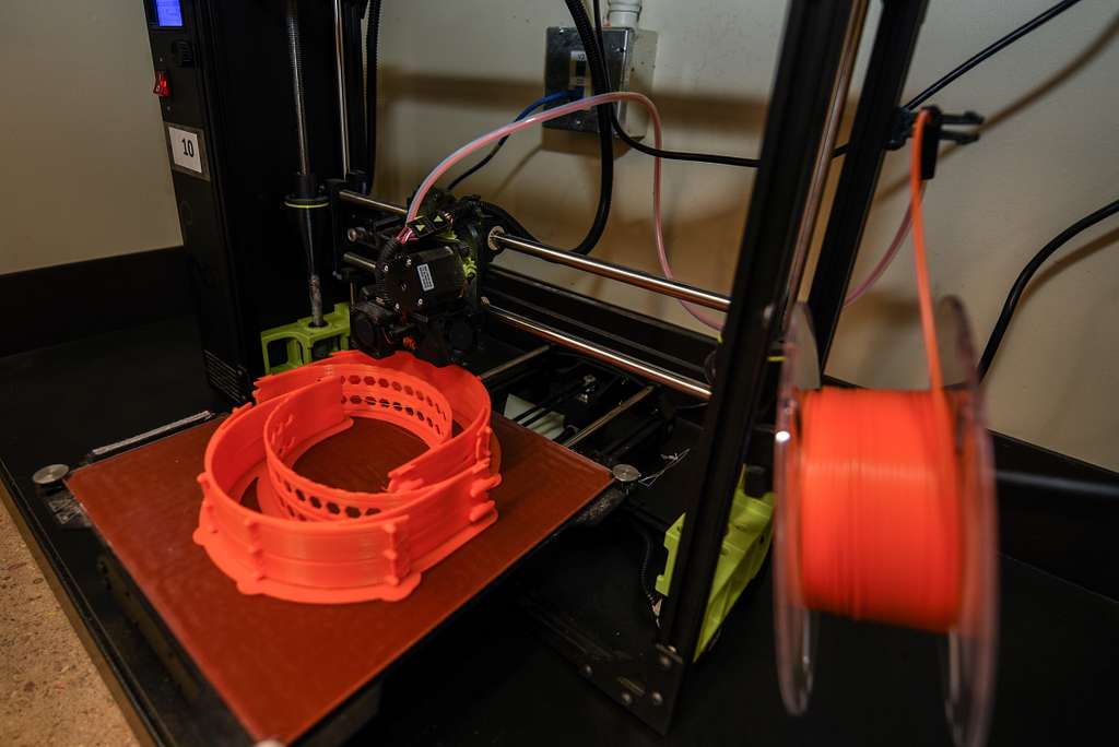 An FDM 3D Printer in the middle of a print.