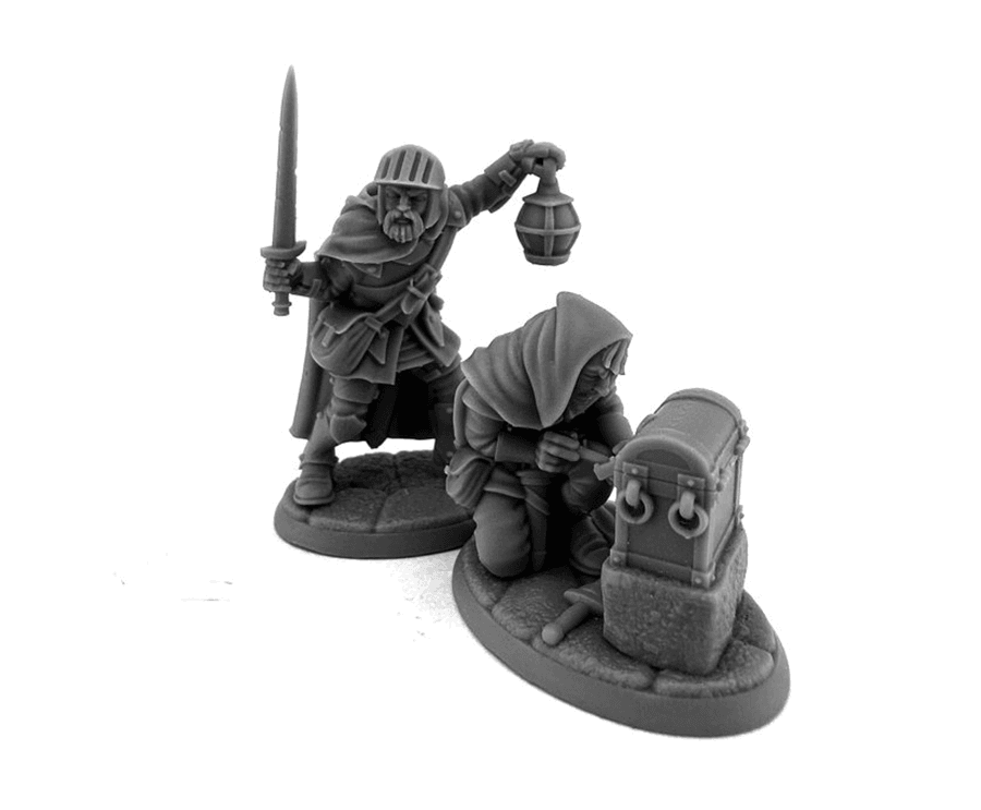 Two unpainted Reaper Bones minis