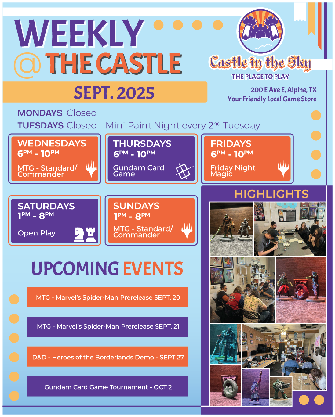 Weekly @ The Castle - Sept. 2025
