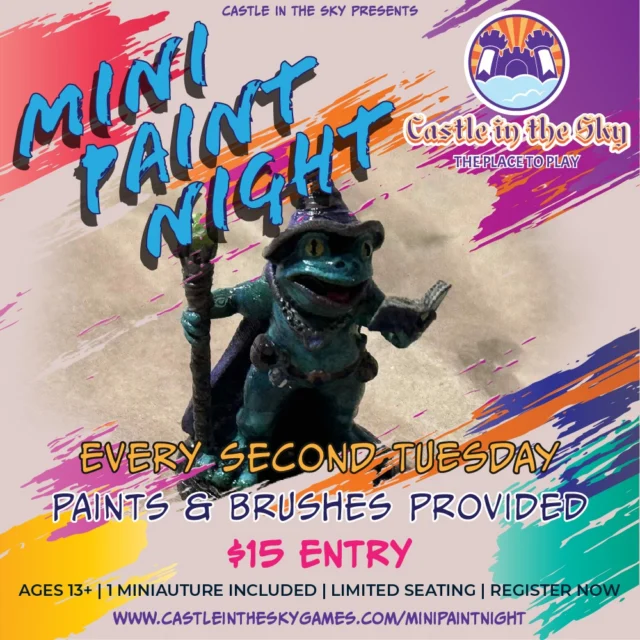 It's time once again for another Mini Paint Night!

See y'all tomorrow at 6pm!

 #castleintheskygames #theplacetoplay #alpinetx #friendlylocalgamestore #minipaintnight #minipainting #theplacetopaint #dndminiatures